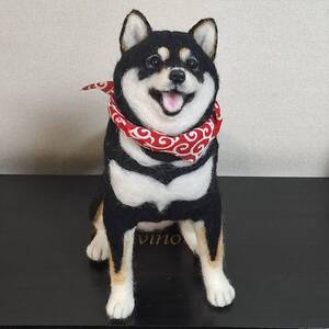 羊毛フェルト 犬 柴犬 黒柴 大きいサイズ