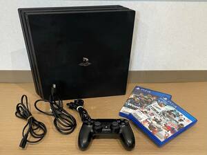 格安!! 99円スタート!! 中古品 SONY PS4 Pro PlayStation4 Pro CUH-7200B 1TB ブラック プレステ４プロ 箱無し ゲーム機 ソフト2本おまけ