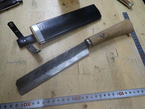 『A05L0』上州安中【松永作】竹割鉈 シースナイフ　和式ナイフ　鉈 黒打