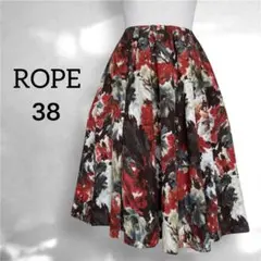 ROPE フレアスカート 花柄 ひざ丈　Mサイズ　膝丈