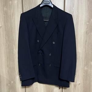 643 paul smith ポールスミス コレクション　ストライプダブルテーラードジャケットネイビー 紺ブレザー