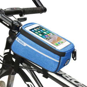 ☆ ブルー スマホスタンド 自転車 通販 スマホケース 自転車用スマホホルダー スマホバッグ 携帯ホルダー フレームバッグ オートバイ バイ