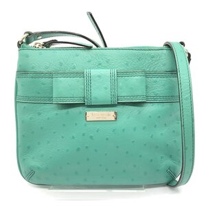 kate spade NEW YORK ケイトスペード ショルダーバッグ オーストリッチ 型押し グリーン リボン