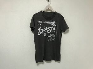 本物ディーゼルDIESELコットンプリント半袖TシャツメンズサーフアメカジミリタリービジネススーツグレーSインド製