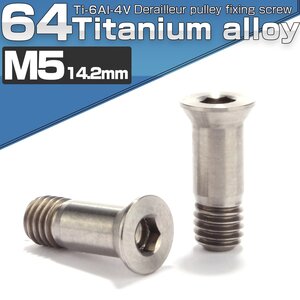 64チタン製 ディレイラープーリー ボルト M5×14.2mm シルバー 2本セット チタンボルト JA467