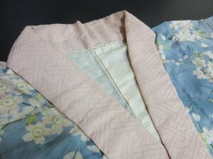 1円 良品 正絹 長襦袢 錦紗縮緬 紅絹 式典 和装 和服 アンティーク 大正ロマン 枝垂れ桜 枝花 袷 身丈128cm 裄64cm【夢職】★★★