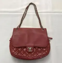 CHANEL シャネル　チェーン　ショルダーバッグ　マトラッセ レッド 赤