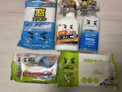 浴槽用黒カビくん、水の激落くん、窓拭き、トイレクリーナー、調理台キッチン拭き