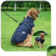 ★ 犬 防寒着 服 背中開き コート 袖なし 防寒 ふわふわ 冬服 4XL 紺