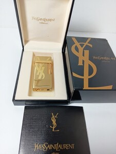 1円【現状品/箱付】Yves Saint Laurent　イヴ・サンローラン ライター ガスライター　YSL　ゴールド