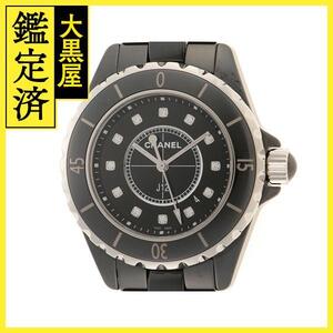 CHANEL　シャネル　J12　セラミック　ブラック文字盤　12Pダイヤ　H1625　クォーツ　レディース腕時計【431】