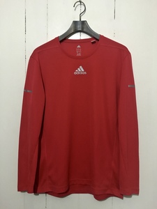 美品 16年製造☆adidas running climalite アディダス ランニング クライマライト 長袖Tシャツ ロンT ポリエステル100% 赤 レッド インナー