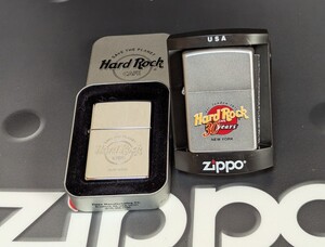 ZIPPO Hard Rock CAFE NEWYORK ハイポリッシュ ９９年 ３０周年記念 プリント ０１年 未使用 ジッポー ２個セット