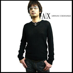 ARMANI EXCHANGE　Double Layer Crew Sweater 　アルマーニエクスチェンジ レイヤード　クルーネックセーター ax-68　ブラック　Ｓサイズ