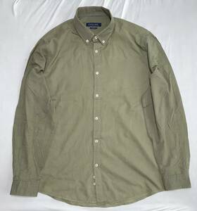 31037 ZARA MAN 長袖 BD シャツ XL 軍緑