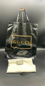 杉本 10月 No.16 GUCCI グッチ 575140 トートバッグ ブラック レザー ハンドバッグ ミディアム ロゴデザイン