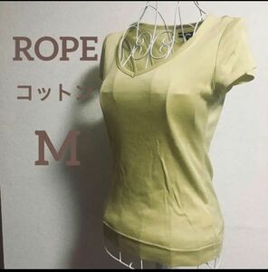 ROPE フレンチスリーブVネックコットンTシャツ