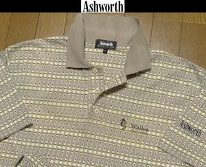 M(US)XL(JP位)【セール！送料無料】超希少 アシュワースUSA定モGOLF COUNTRY CLUB特注刺繍＆総柄 USA製Ashworth ポロシャツ2L LL O位