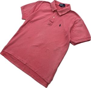 POLO RALPH LAUREN ☆ ポロラルフローレン 風合い◎ ピンク ポロシャツ M メンズ 春夏 定番 アメカジ ストリート オールド 古着■DF257