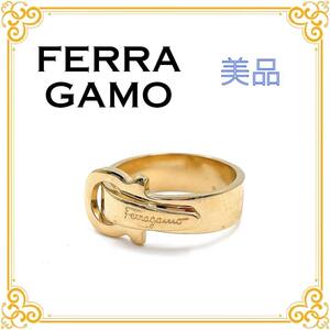 Salvatore Ferragamo サルヴァトーレ フェラガモ ベルトモチーフ スカーフリング ゴールド レディース アクセサリー 小物 美品 チャーム