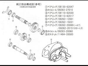 スズキ アドレスV125/G/S(CF46A/CF4EA/CF4MA) ミッション ファイナルギア ベアリングセット/駆動系オーバーホールキット