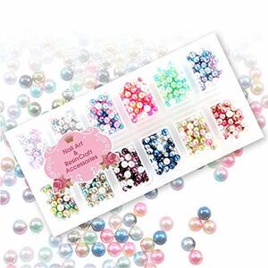 Princess-style レインボーパール マーメイド パール ネイルパーツ レジン封入 3mm＆4mm 12色セット