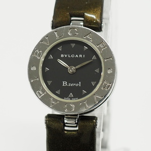 【中古】BVLGARI B-ZERO1 レディース 腕時計 SS レザー クオーツ ブラック文字盤 BZ22S