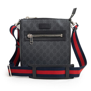 （新品・未使用品）グッチ GUCCI スモール メッセンジャーバッグ ショルダーバッグ GGスプリームキャンバス レザー ブラック 黒 523599