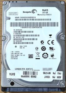 Seagate ST9250315AS [250GB 2.5インチ 7mm SATA HDD 2011年製 使用時間 8147H (Cristal DiscInfo 正常) (管:KH567