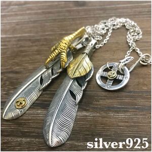 [高品質] silver925 金爪フェザー 上金ハートフェザー ネックレス 新品 未使用