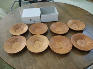 きよし作★松★　ハンドメイド茶托　 木製 8客 煎茶道具　無垢　天然木　自然　9　マツ