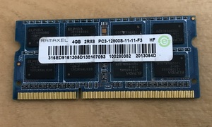 RAMAXEL 2rx8 PC3-12800S 4GB DDR3 ノートパソコン用メモリ 4GB DDR3-1600 4GB DDR3 LAPTOP-RAM 中古動作確認済