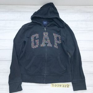 GAP KIDS ギャップ キッズ コットン100% ビッグロゴ ジップパーカー 150 黒