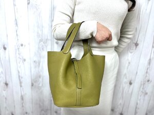 極美品 HERMES エルメス ピコタン トリヨンクレマンス ハンドバッグ バッグ レザー 緑系 レザー 81167Y