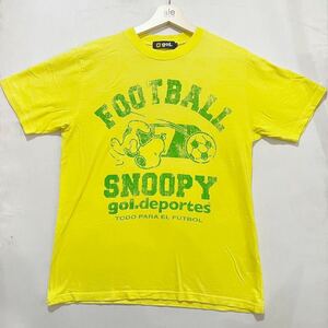 メール便可! gol (ゴル) × SNOOPY (スヌーピー) コラボ Tシャツ (M) YELLOW | soccer サッカー Mens メンズ イエロー