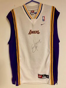 【美中古/Lサイズ/直筆サイン入り】 98 レイカーズ ウォームアップ シューティング シャツ 90s Nike LA Lakers Warm Up Shooting Shirt