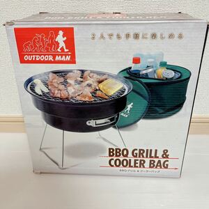 新品未使用品 OUTDOOR MAN BBQ グリル&クーラーバッグ ブラック/グリーン KK-00365 ブラック/グリーン アウトドア キャンプ バーベキュー