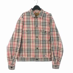 シュプリーム SUPREME バーバリー Burberry Denim Trucker Jacket デニムトラッカー ジャケット チェック L ピンク メンズ