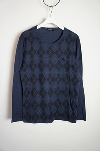 BURBERRY BLACK LABELバーバリー ブラックレーベル 長袖Tシャツ カットソー アーガイル 紺620O