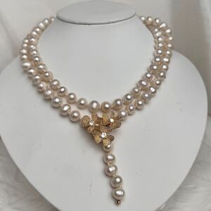 本真珠ネックレス Pearl necklace jewelry8mm 85cm パールネックレス 天然物