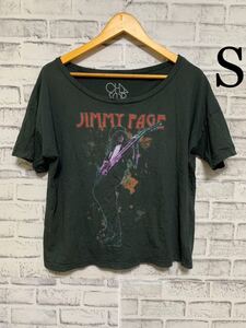 S JIMMYPAGE ジミーペイジ ブラック バンド レディース プリントTシャツ 半袖Tシャツ 半袖 Tシャツ カットソー トップス