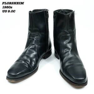 FLORSHEIM ZIP-UP BOOTS 1980s US9.0C Vintage フローシャイム ジップアップ ブーツ 1980年代 革靴 サイドジップ ヴィンテージ