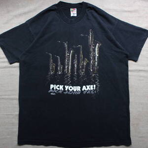 レア 1990s サクソフォーンSaxophoneジャズ サックスJazzヴィンテージTシャツ モンク ミンガス アート バンド フェード アルト バス テナー