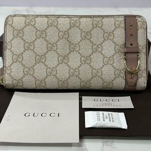 グッチ　GUCCI 財布　長財布　GGスプリーム　ラウンドファスナー　レディース　