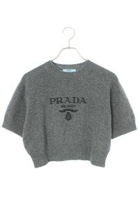 プラダ PRADA 23SS P24Z1U サイズ:36 ロゴ刺繍 カシミア混 半袖ニット 中古 SB01