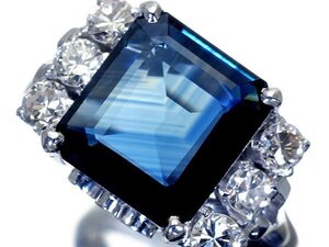 1円～【ジュエリー極】鑑付 オーストラリア産大粒上質天然ブルーサファイア3.29ct＆良質ダイヤ0.60ct 高級K14WGリング k9234rl【送料無料】