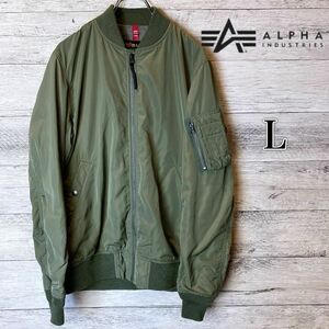 ALPHA INDUSTRIES MA-1 フライトジャケット ミリタリーブルゾン カーキ　L メンズ　薄手