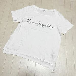 和320★ PLST プラステ 半袖 プリント Tシャツ スリット M ホワイト レディース