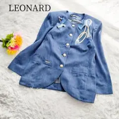 【LEONARD/レオナール】【L】デニムジャケット シルク　金ボタン　立体