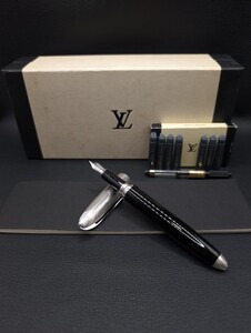 1円～！美品【稀品 Louis Vuitton 750 刻印 万年筆 k18 ドックラッカー インク 他 付属品】ルイ ヴィトン ブランド 筆記用具 18金 文房具